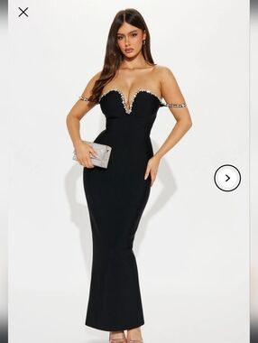 Fashion Nova Heidi Strapless Bandage Gown with Rhinestone Trim-Plum/Purple